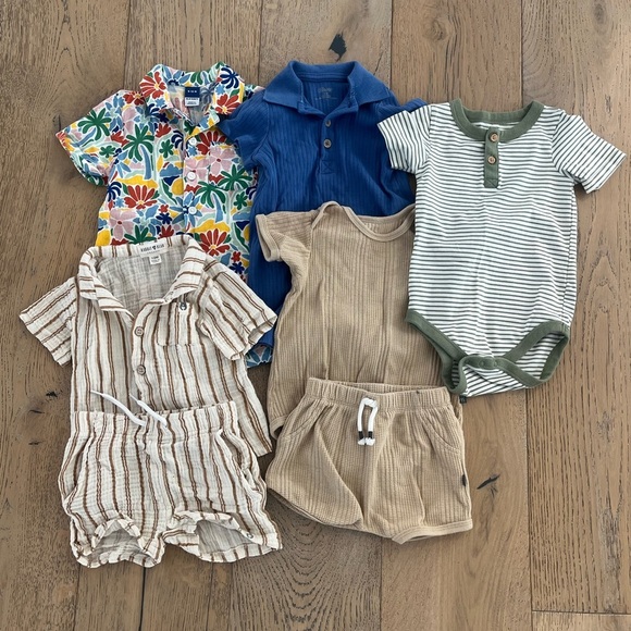 7 piece Bundle Baby Boy Toddler 6-12 months Summer Hawaiian Shorts Romper - Picture 1 of 8